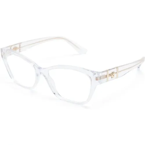 Weiße Optische Brille Klassischer Stil , Damen, Größe: 52 MM - Versace - Modalova