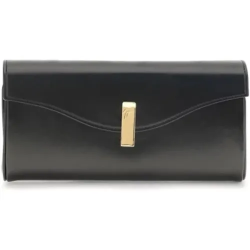 Clutches, female, , Size: ONE SIZE Logoed Metal Closure Leather Clutch Bag - giuseppe zanotti - Modalova