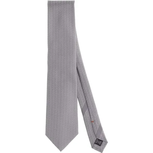 Ties, male, , Size: ONE SIZE Luxurious Silk Tie with Subtle Logo - Ermenegildo Zegna - Modalova