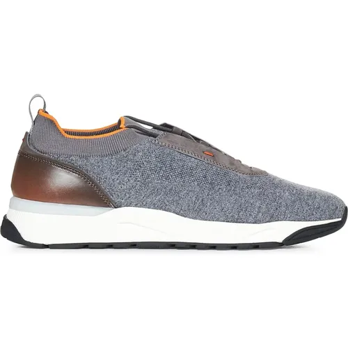 Grey Sneakers Low-Top Elastic Fabric , male, Sizes: 7 1/2 UK - Santoni - Modalova