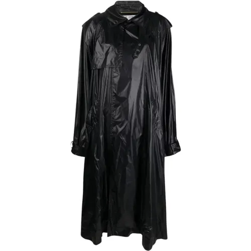 Oversized Trench Coat with Shoulder Pads , female, Sizes: S - Saint Laurent - Modalova