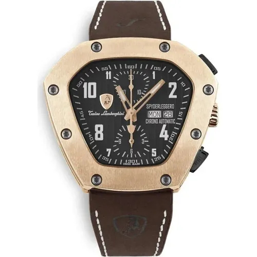 Watches, male, , Size: ONE SIZE Leather Automatic Chronograph Watch - Automobili Lamborghini - Modalova