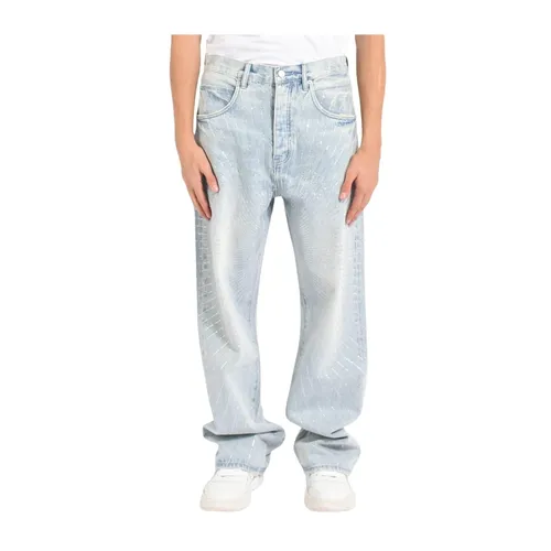 Straight Jeans, male, , Size: W33 P018 Baggy Jeans - Purple Brand - Modalova