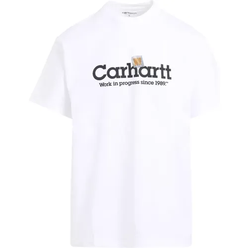 T-Shirts, male, , Size: M Label Script T-Shirt - Carhartt WIP - Modalova