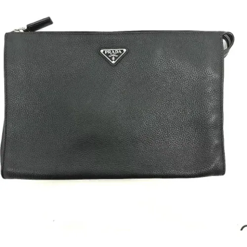 Pre-owned Clutches, male, , Size: ONE SIZE Pre-owned Leather clutches - Prada Vintage - Modalova