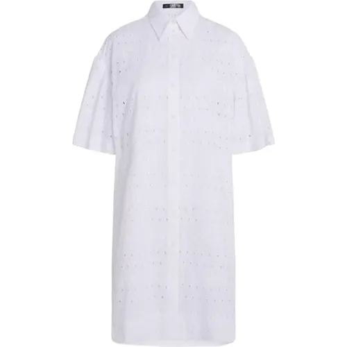 Weiße Baumwollbesticktes Hemdkleid , Damen, Größe: 2XS - Karl Lagerfeld - Modalova