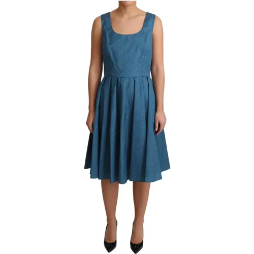 Blaues A-Linien-Kleid mit Polka Dots - Dolce & Gabbana - Modalova