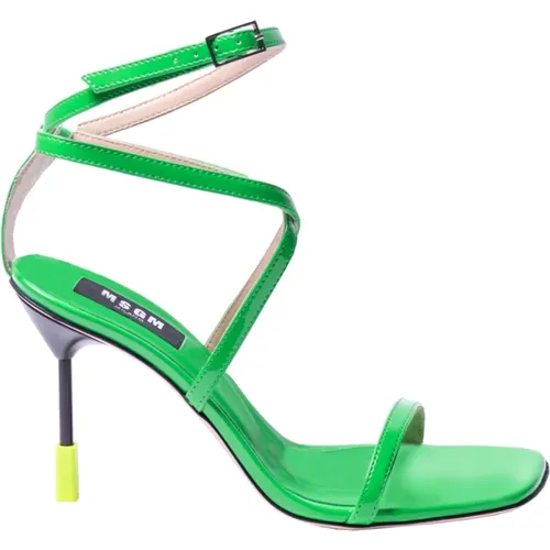 Patent Leather Stylized Heel Sandal , female, Sizes: 8 UK, 7 UK, 6 UK - Msgm - Modalova