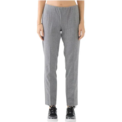 Chinos, female, , Size: M Grey Cigarette Pants Elastic Waist - Le Tricot Perugia - Modalova