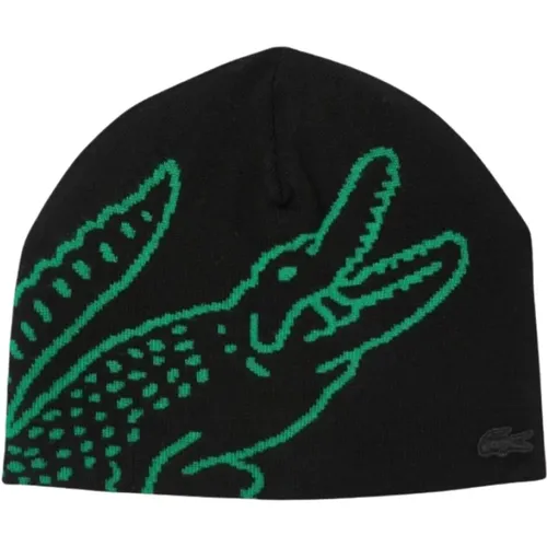 Beanies, male, , Size: ONE SIZE Jacquard Wool Knit Beanie Hat - Lacoste - Modalova