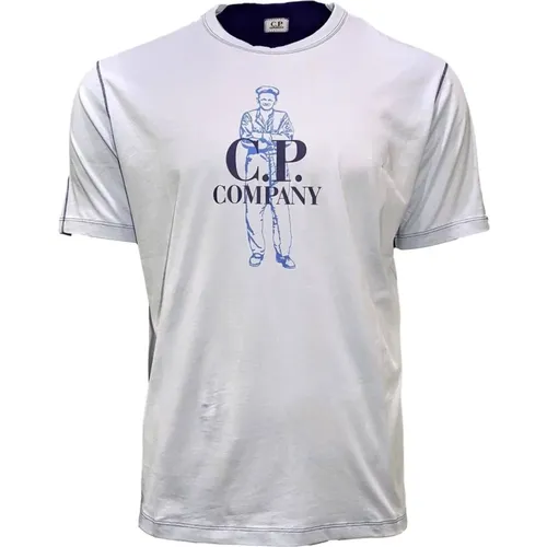 T-Shirt with Suede Logo , male, Sizes: XL - C.P. Company - Modalova