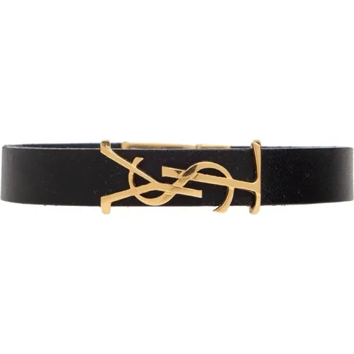 Leather bracelet with logo , male, Sizes: M, L, S - Saint Laurent - Modalova