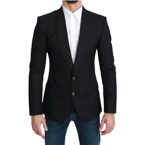 Blazers, male, , Size: S Single Breasted Formal Wool Blazer - Dolce & Gabbana - Modalova