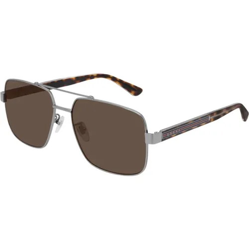 Stylische Sonnenbrille in Ruthenium/Brown , Herren, Größe: 60 MM - Gucci - Modalova