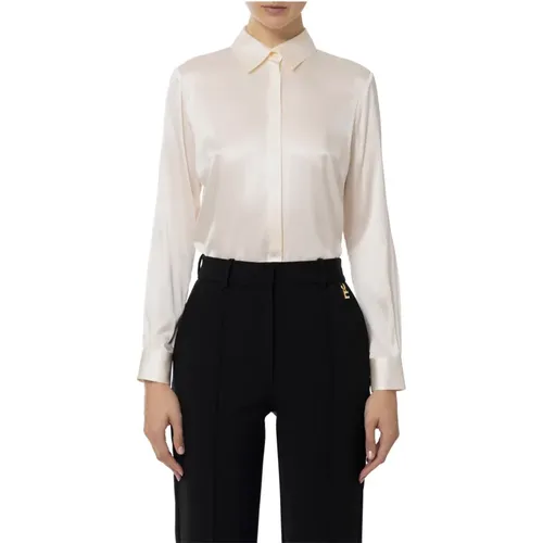 Silk Satin Long Sleeve Shirt , female, Sizes: L, S, M, XL - Elisabetta Franchi - Modalova