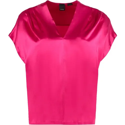 Silk Fuchsia Blouse Top , female, Sizes: 2XS, M - pinko - Modalova