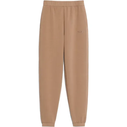 Ribbed Trousers with Logo Detail , female, Sizes: S - Max Mara - Modalova