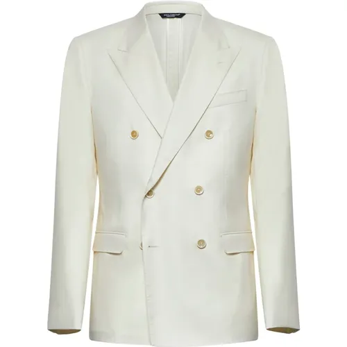 Formal Blazers, male, , Size: 2XL Elegant Ivory Men's Blazer - Dolce & Gabbana - Modalova