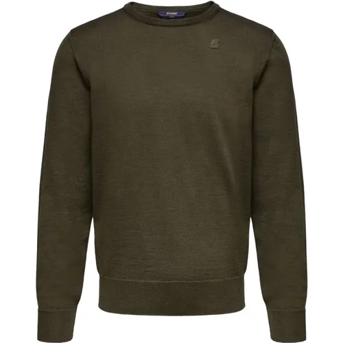 Grüner Wollpullover Regular Fit , Herren, Größe: XL - K-way - Modalova