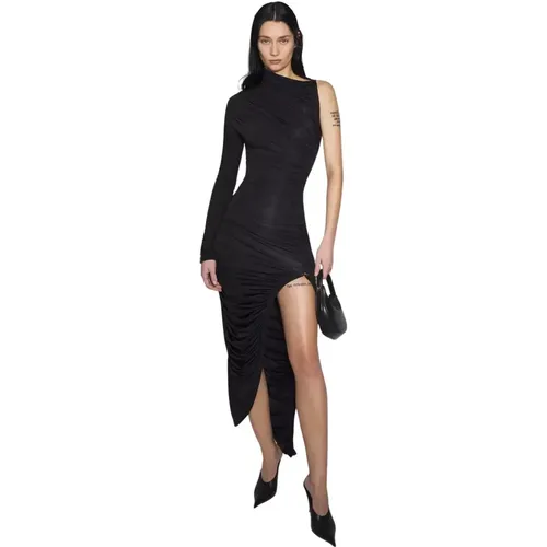 Schwarzes Gerafftes Kleid Mugler - Mugler - Modalova