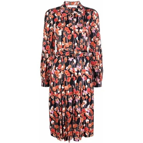 Floral Printed Dress with Long Sleeves , female, Sizes: M - See by Chloé - Modalova