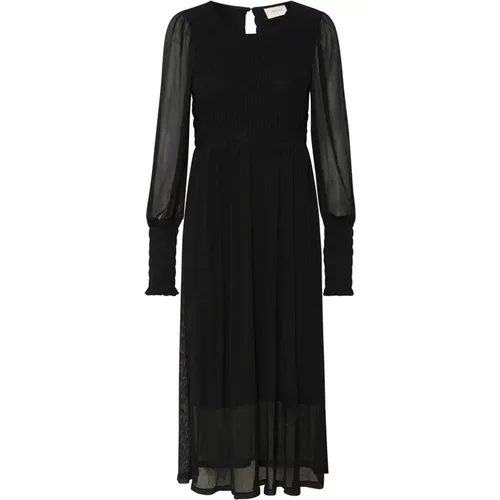 Elegantes Schwarzes Kleid mit Langen Ärmeln , Damen, Größe: S - Cream - Modalova