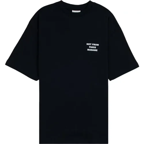 Schwarzes Slogan T-Shirt - Drole de Monsieur - Modalova