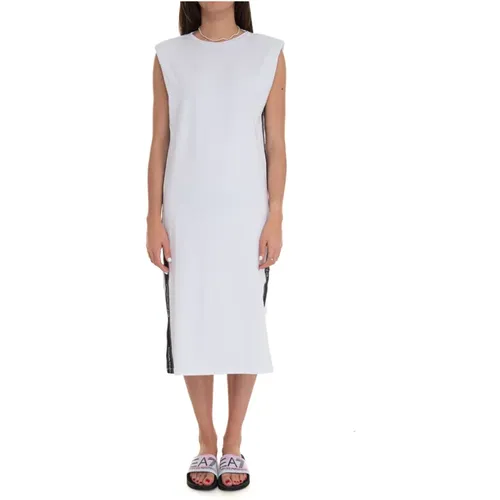 Sleeveless Cotton Dress with Side Slits , female, Sizes: L, XS, S, M - Emporio Armani EA7 - Modalova