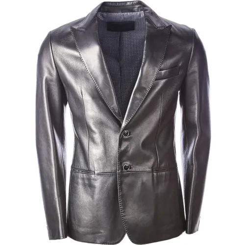 Blazers, male, , Size: M Leather Blazer Jacket for Men - Dolce & Gabbana - Modalova