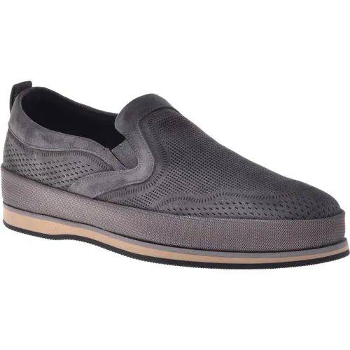 Loafer in grey perforated suede , male, Sizes: 11 UK, 5 UK, 8 UK, 10 UK, 12 UK, 7 UK, 8 1/2 UK, 7 1/2 UK, 9 UK, 6 UK - Baldinini - Modalova