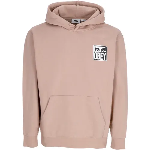 Hoodies, male, , Size: XL Iconic Hooded Fleece in Taupe - Obey - Modalova