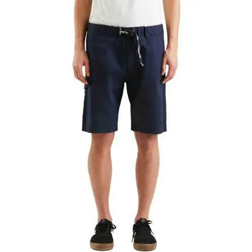 Blaue Baumwoll Elastische Taille Bermuda Shorts - RefrigiWear - Modalova