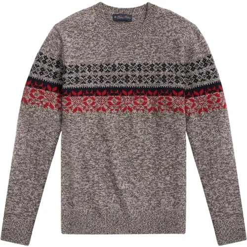 Brauner Wollpullover , Herren, Größe: M - Brooks Brothers - Modalova