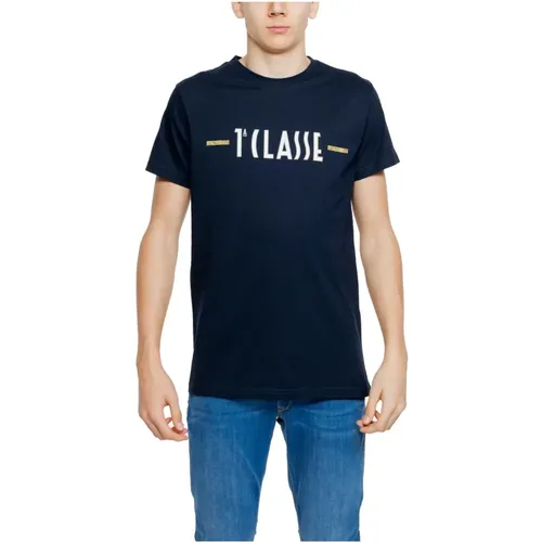 Blau Bedrucktes Baumwoll-T-Shirt , Herren, Größe: M - Alviero Martini 1a Classe - Modalova