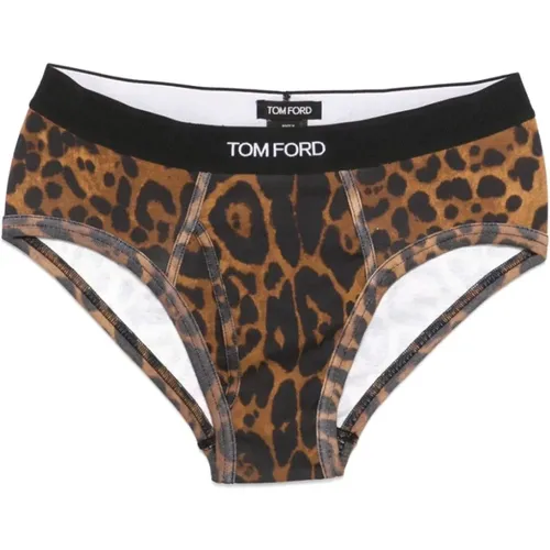 Bottoms, male, , Size: L Leopard-Print Briefs Underwear - Tom Ford - Modalova