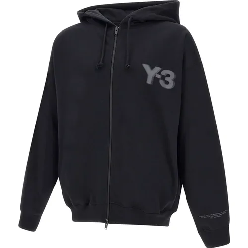 Zip-throughs, male, , Size: M Cotton Hooded Sweatshirt Full Zip - Y-3 - Modalova