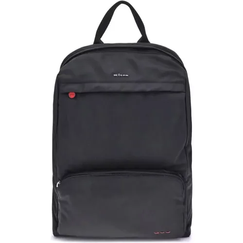 Backpacks, male, , Size: ONE SIZE Stylish Nylon Backpack with Red Stitching - Kiton - Modalova