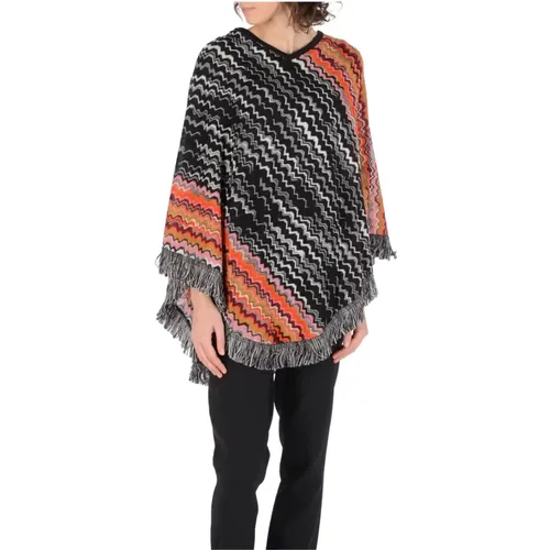 Capes, female, , Size: ONE SIZE Wool-Blend Poncho - Missoni - Modalova