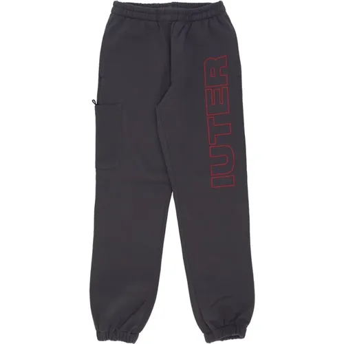 Sweatpants, male, , Size: XL Fleece Tracksuit Trousers Asphalt - Iuter - Modalova