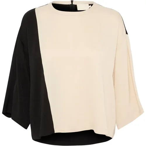 Schwarz-Weiß Blockierende Bluse , Damen, Größe: S - Soaked in Luxury - Modalova