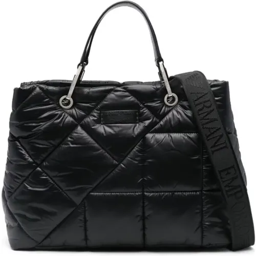 Quilted Shell Handbag with Logo , female, Sizes: ONE SIZE - Emporio Armani - Modalova