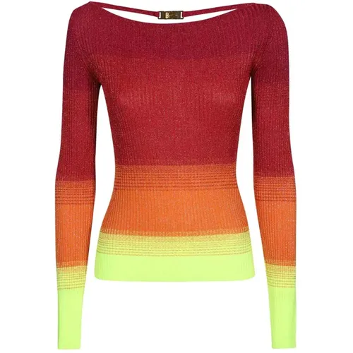 Round-neck Knitwear, female, , Size: M Ribbed crew-neck lurex sweater - Gcds - Modalova