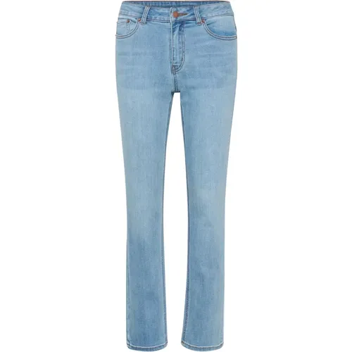 Stylische Straight Leg Jeans mit Mid-Rise Taille und klassischen Taschen - Kaffe - Modalova