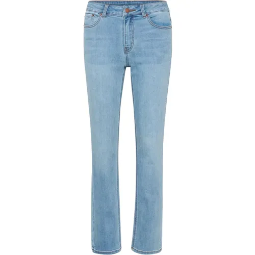 Stylische Straight Leg Jeans mit Mid-Rise Taille und klassischen Taschen , Damen, Größe: M - Kaffe - Modalova