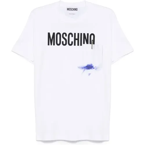 T-Shirts, male, , Size: L Crew Neck T-shirt with Print - Moschino - Modalova