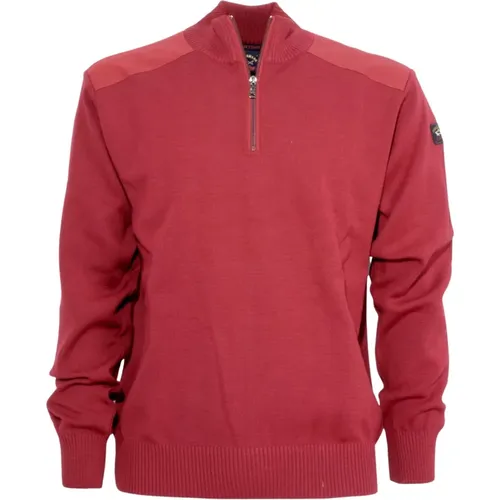 Yachting Pull Mezza Zip con Toppe C0P1028 , male, Sizes: L - PAUL & SHARK - Modalova