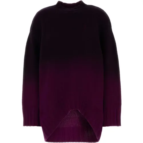 Round-neck Knitwear, female, , Size: 3XS Grape Wool Blend Sweater - The Attico - Modalova