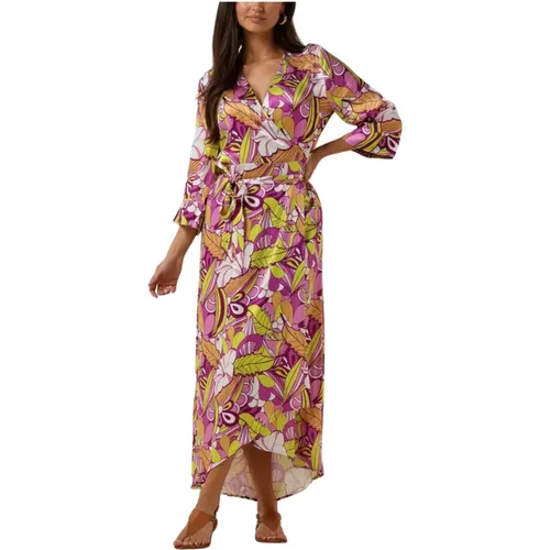 Bohemian Blumen Wrap Maxi Kleid , Damen, Größe: S - Colourful Rebel - Modalova