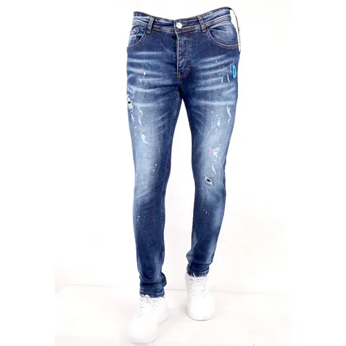 Zerrissene Slim Fit Jeans mit Farbspritzern - Dc-011 - True Rise - Modalova