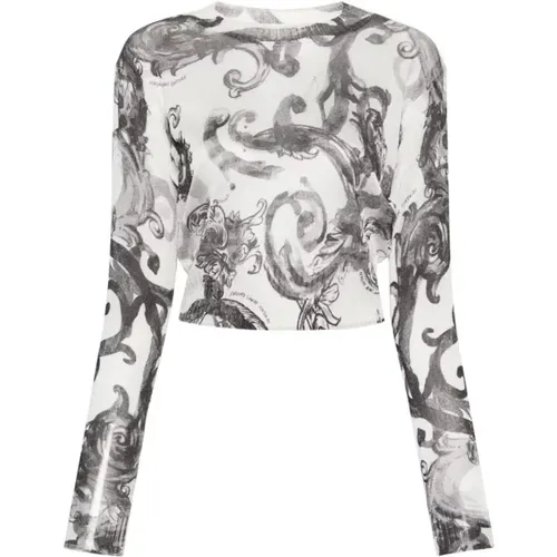 Weißes Aquarellstrick , Damen, Größe: L - Versace Jeans Couture - Modalova